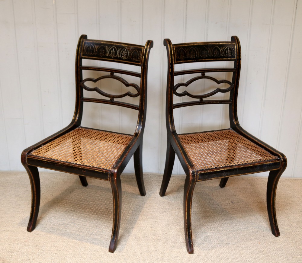 Pair Of Painted Regency Cane Seat Chairs View VI