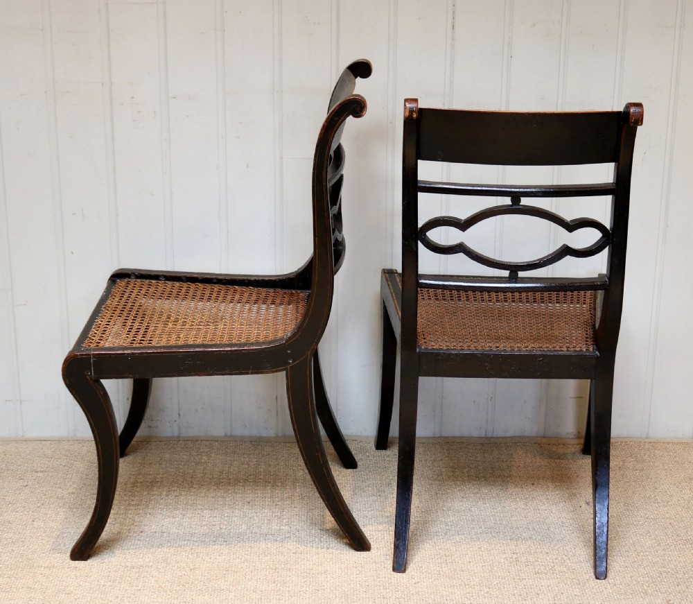 Pair Of Painted Regency Cane Seat Chairs View VII