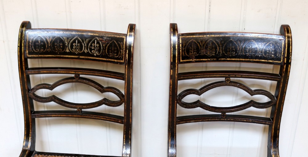 Pair Of Painted Regency Cane Seat Chairs View VIII