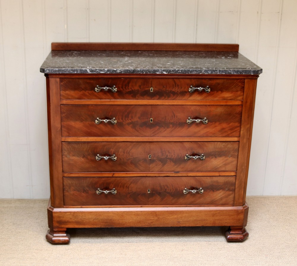 Late 19th Century Mahogany Granite Top Chest Of Drawers