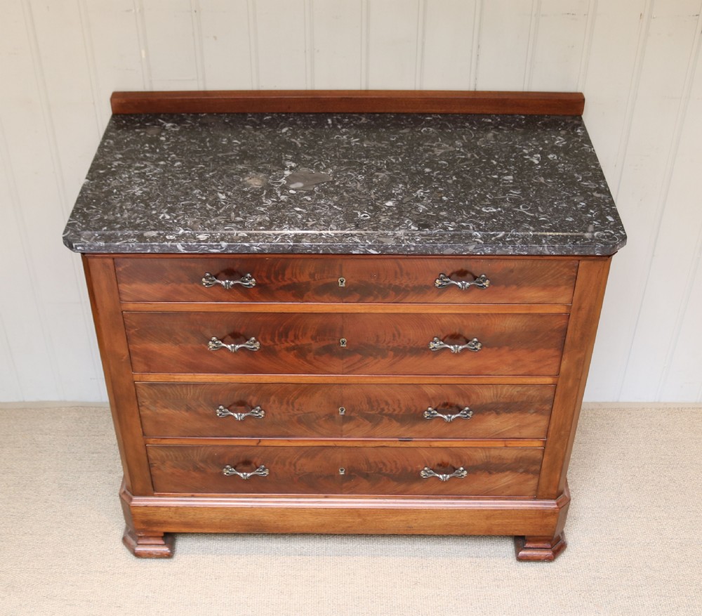 Late 19th Century Mahogany Granite Top Chest Of Drawers View II