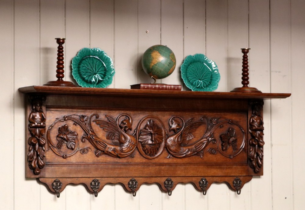 Substantial Carved Oak Wall Shelf  View II