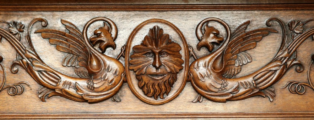 Substantial Carved Oak Wall Shelf  View V