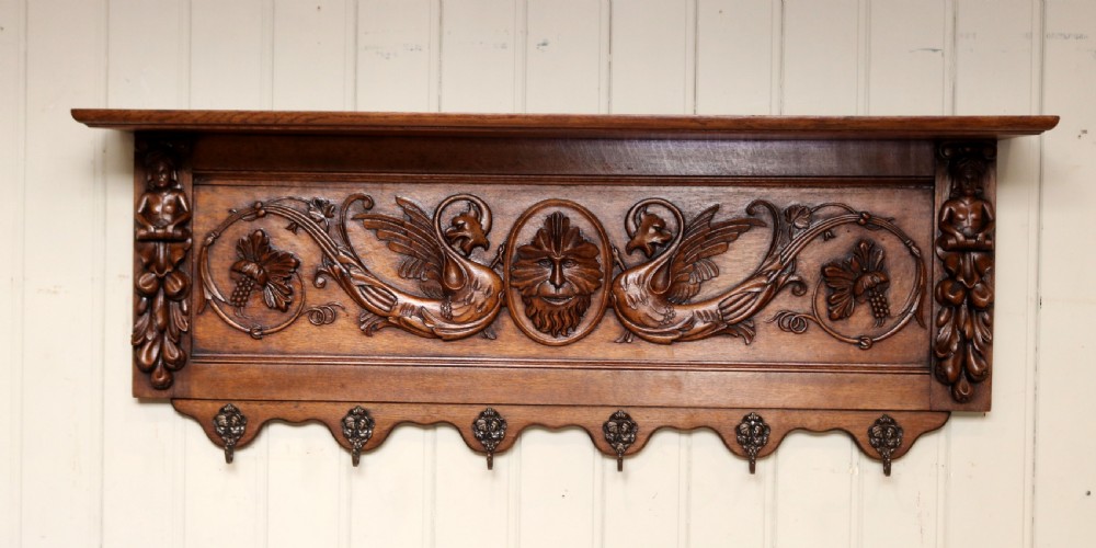 Substantial Carved Oak Wall Shelf  View VI