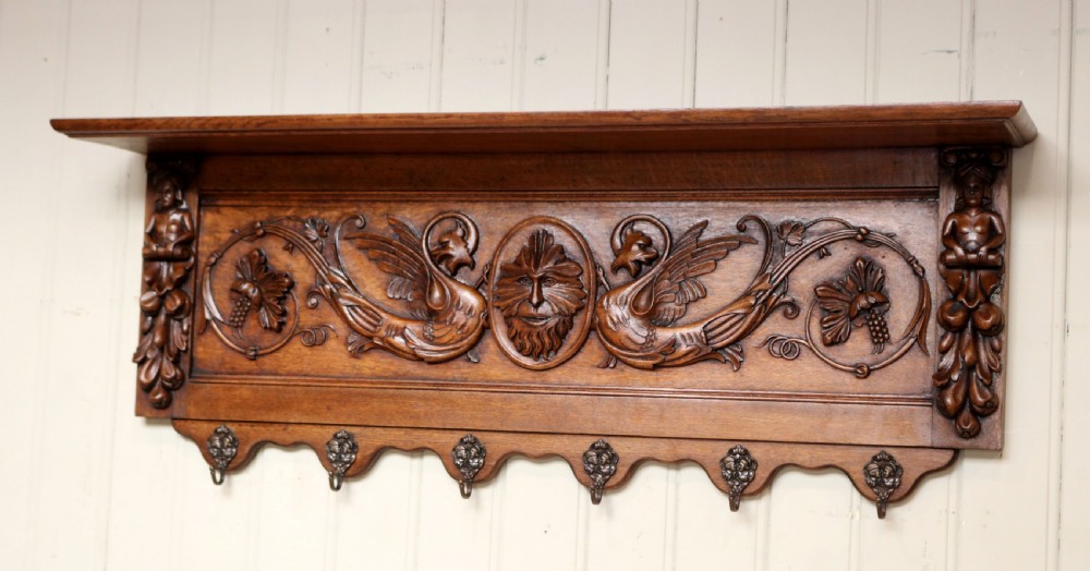 Substantial Carved Oak Wall Shelf  View VII