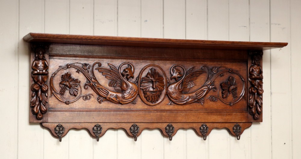 Substantial Carved Oak Wall Shelf  View VIII