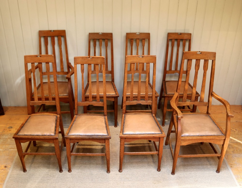 Set Of Eight Arts And Crafts Dining Chairs View III
