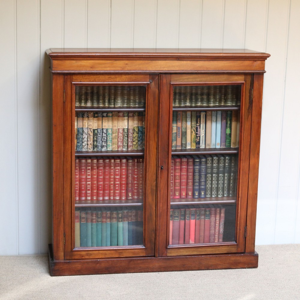 Walnut Two Door Glazed Bookcase  View III