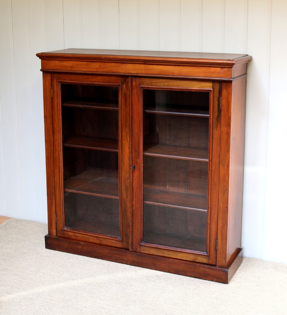 Walnut Two Door Glazed Bookcase  View IV