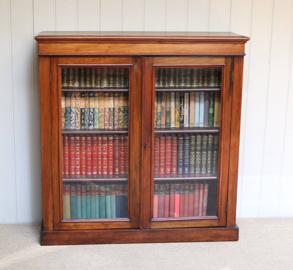 Walnut Two Door Glazed Bookcase  View V