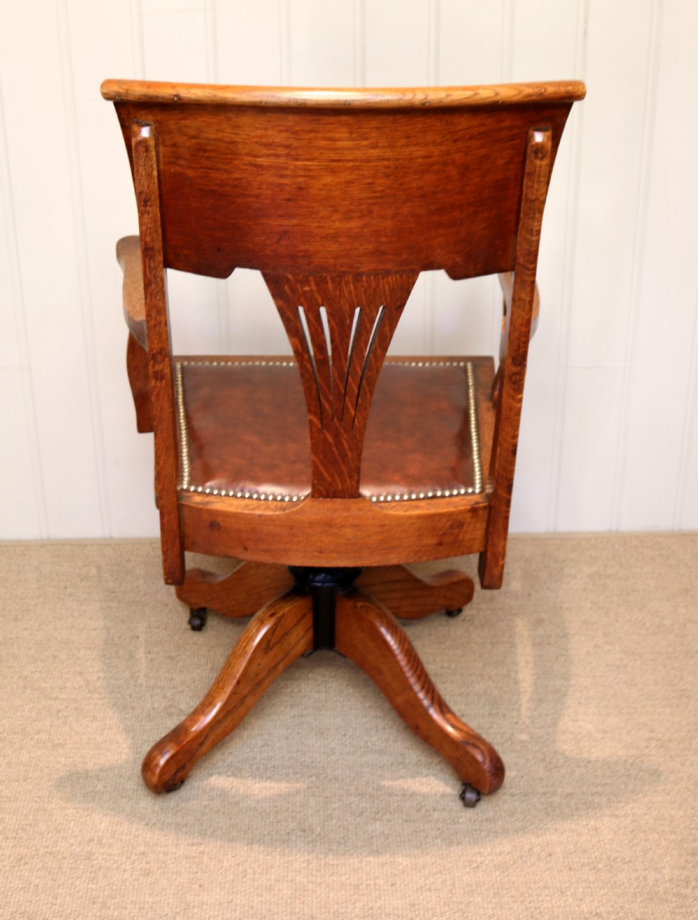 Edwardian Revolving Oak Office Chair View V