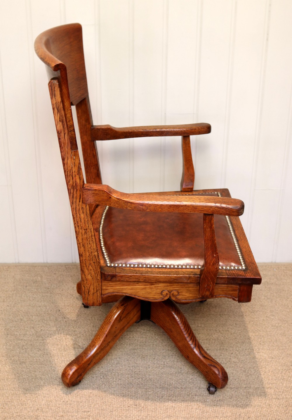 Edwardian Revolving Oak Office Chair View VI