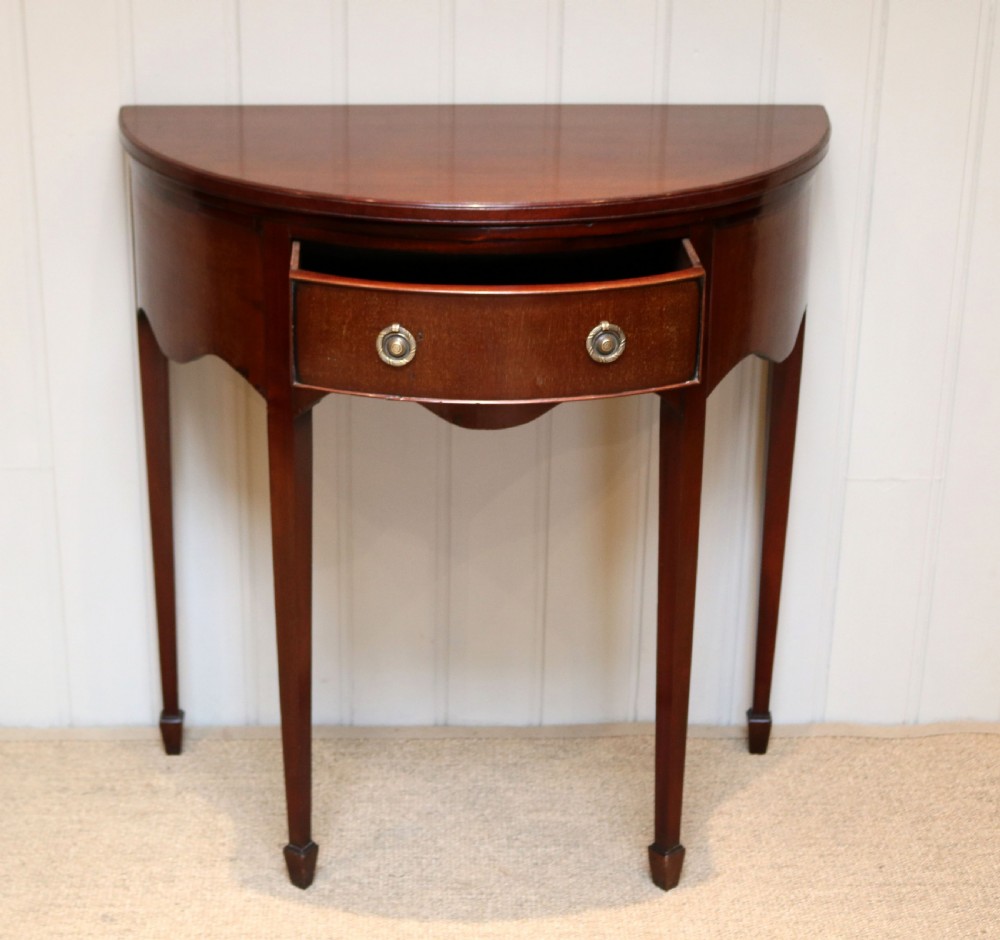 Edwardian Mahogany Demi Lune Table View V