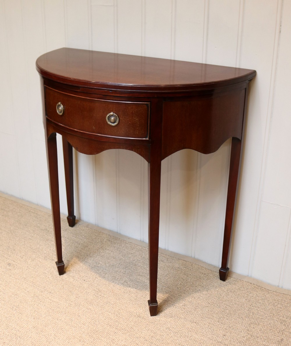 Edwardian Mahogany Demi Lune Table View VI