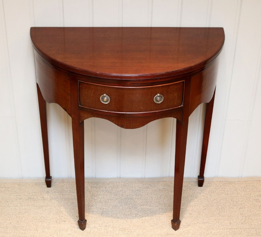 Edwardian Mahogany Demi Lune Table View VII