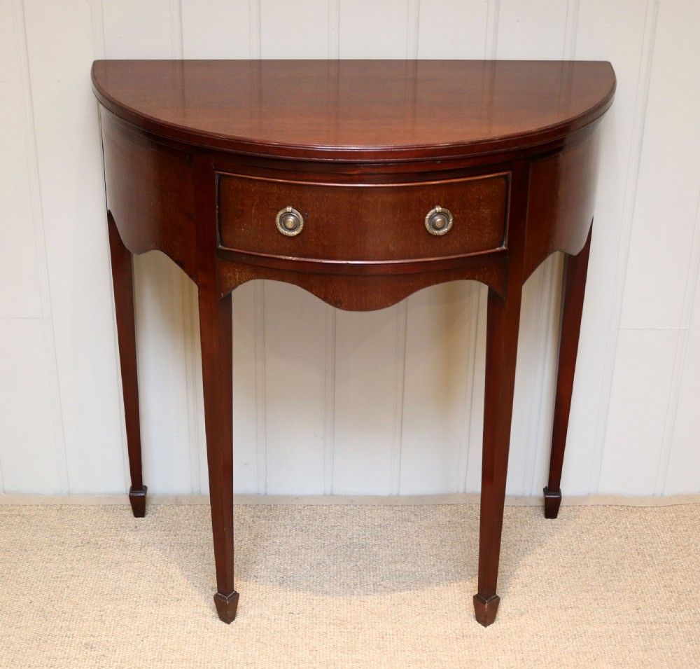 Edwardian Mahogany Demi Lune Table View VIII