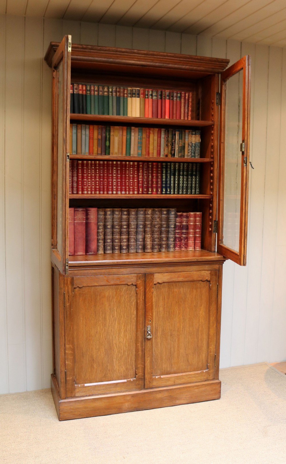 Solid Oak Library Bookcase View V