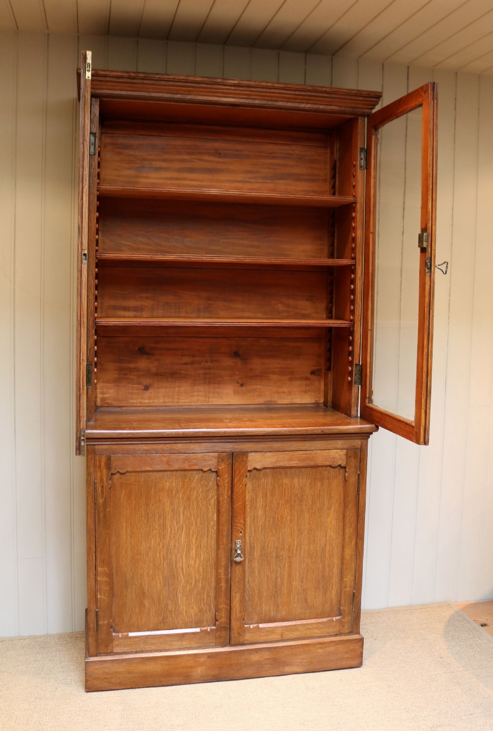 Solid Oak Library Bookcase View VIII