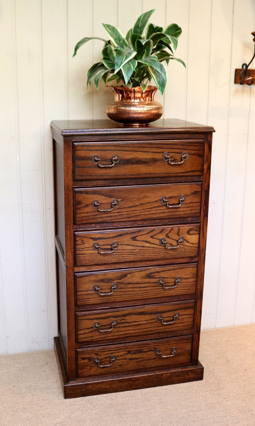 Tall Oak Chest Of Drawers  View IV