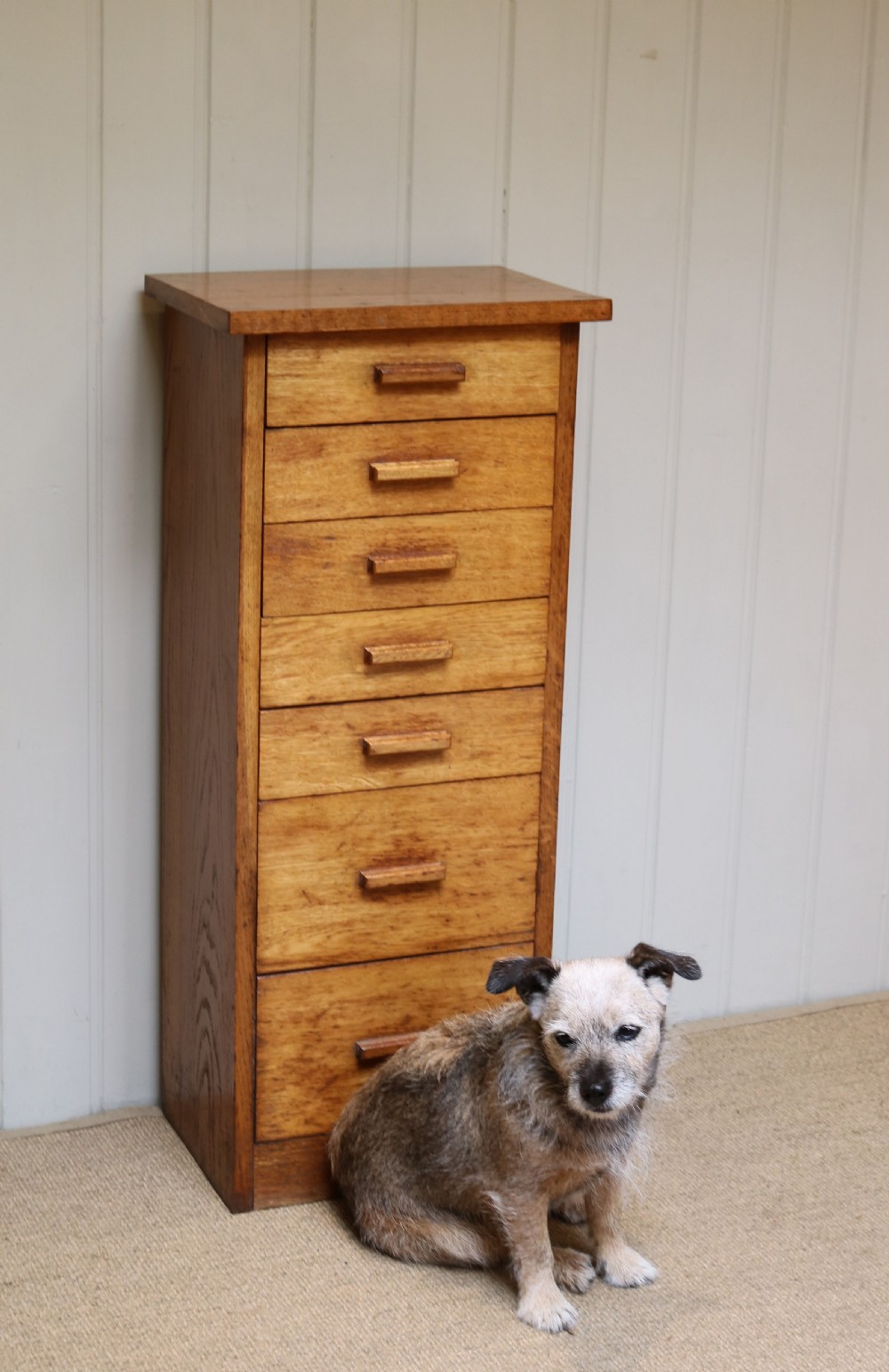 Tall Light Oak Chest Of Drawers  View IV