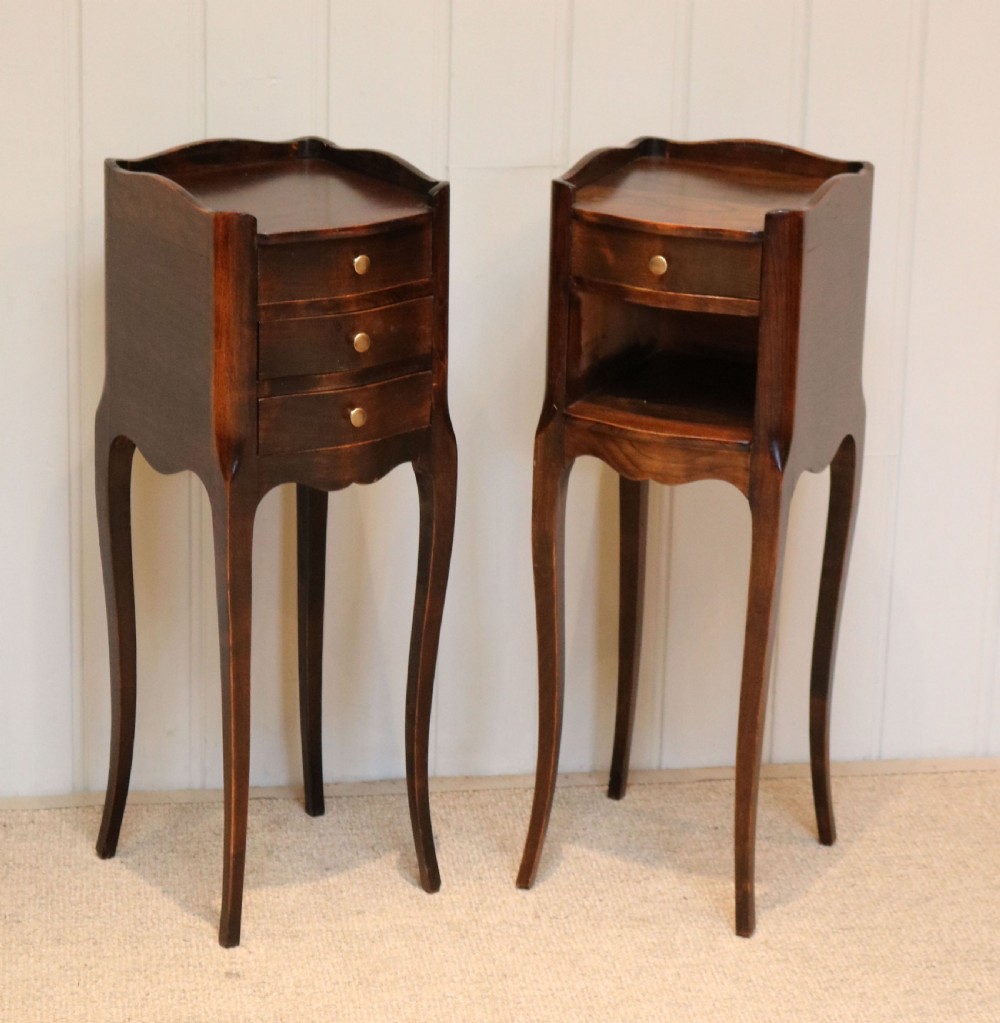 Pair Of Small Proportioned French Cherry Wood Bedside Cabinets  View V
