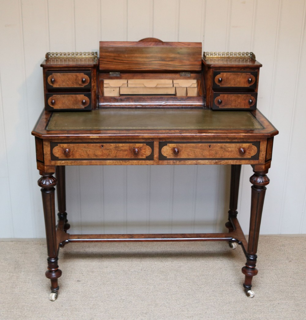 Victorian Burr Walnut Ladies Writing Desk View V