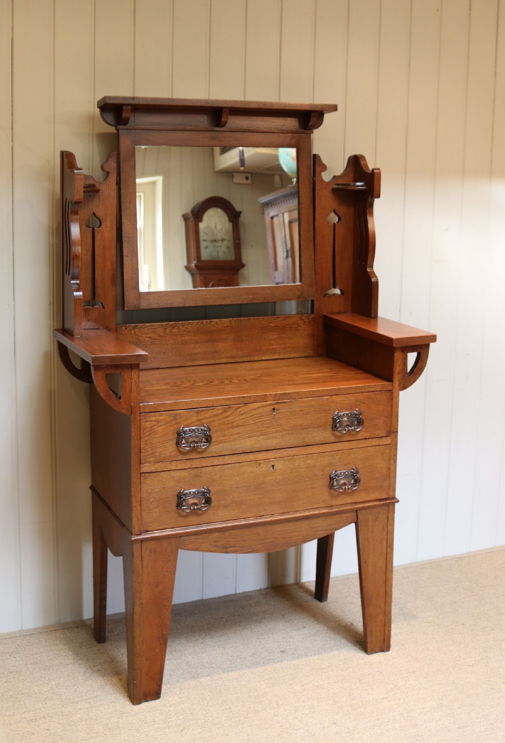 Solid Oak Arts And Crafts Dressing Chest View II