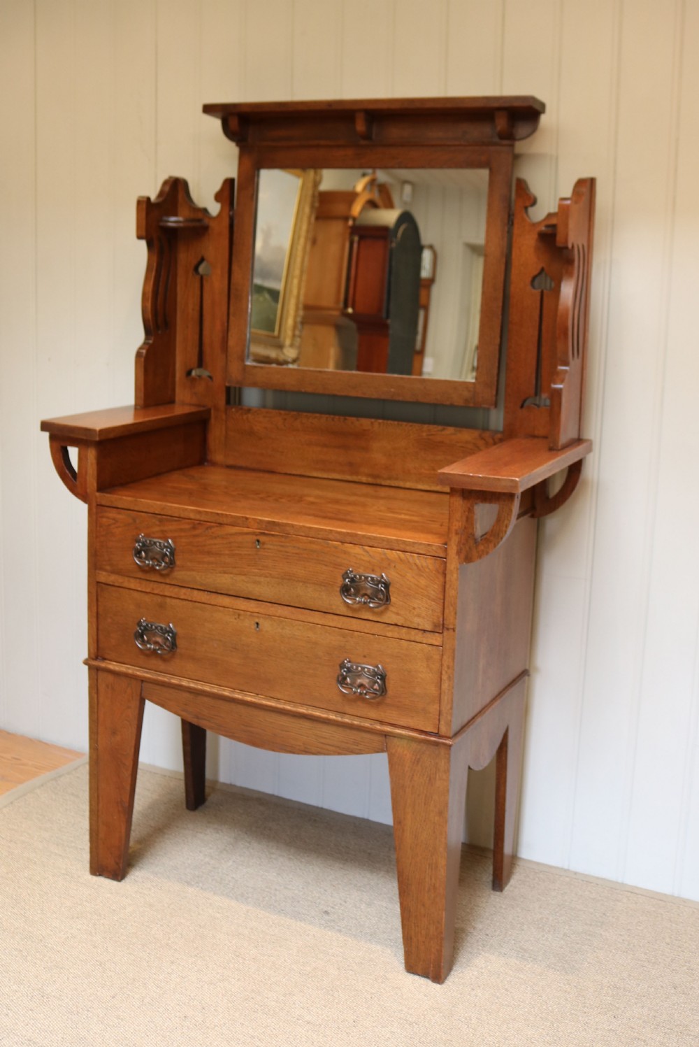 Solid Oak Arts And Crafts Dressing Chest View III