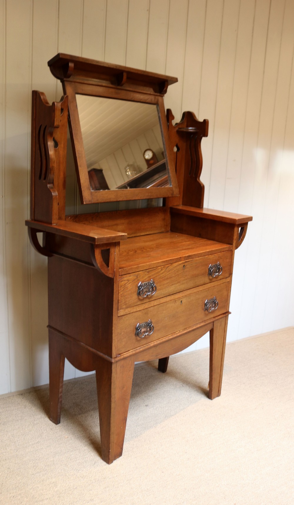 Solid Oak Arts And Crafts Dressing Chest View IV