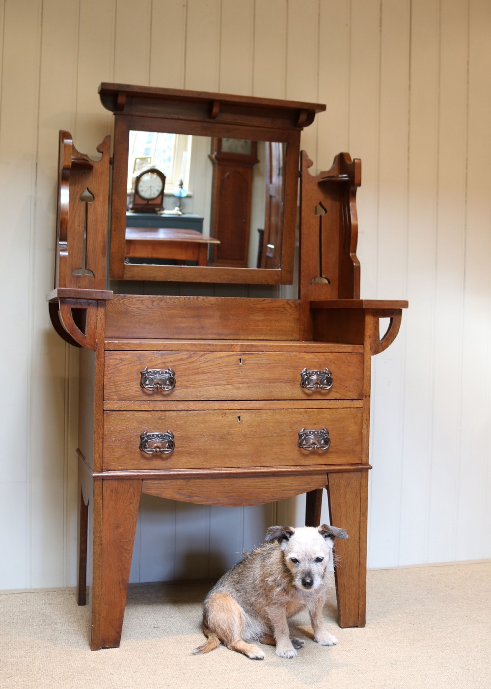 Solid Oak Arts And Crafts Dressing Chest View VIII