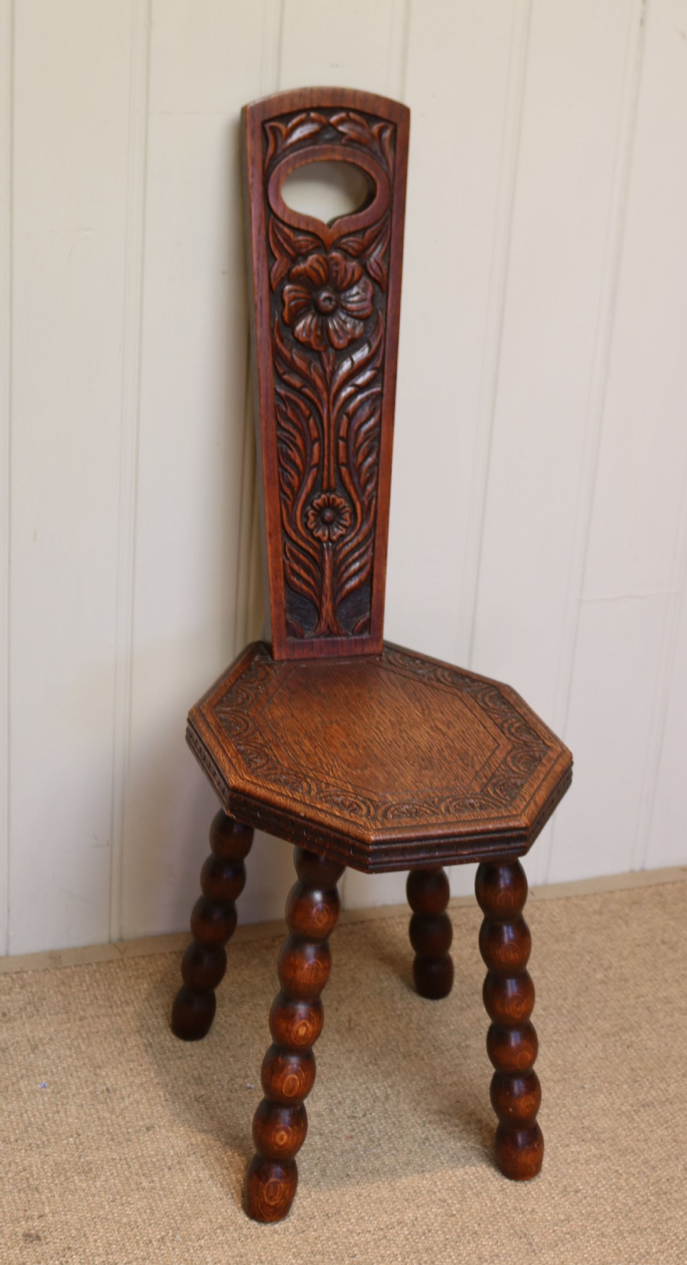 Carved Oak Spinning Chair 