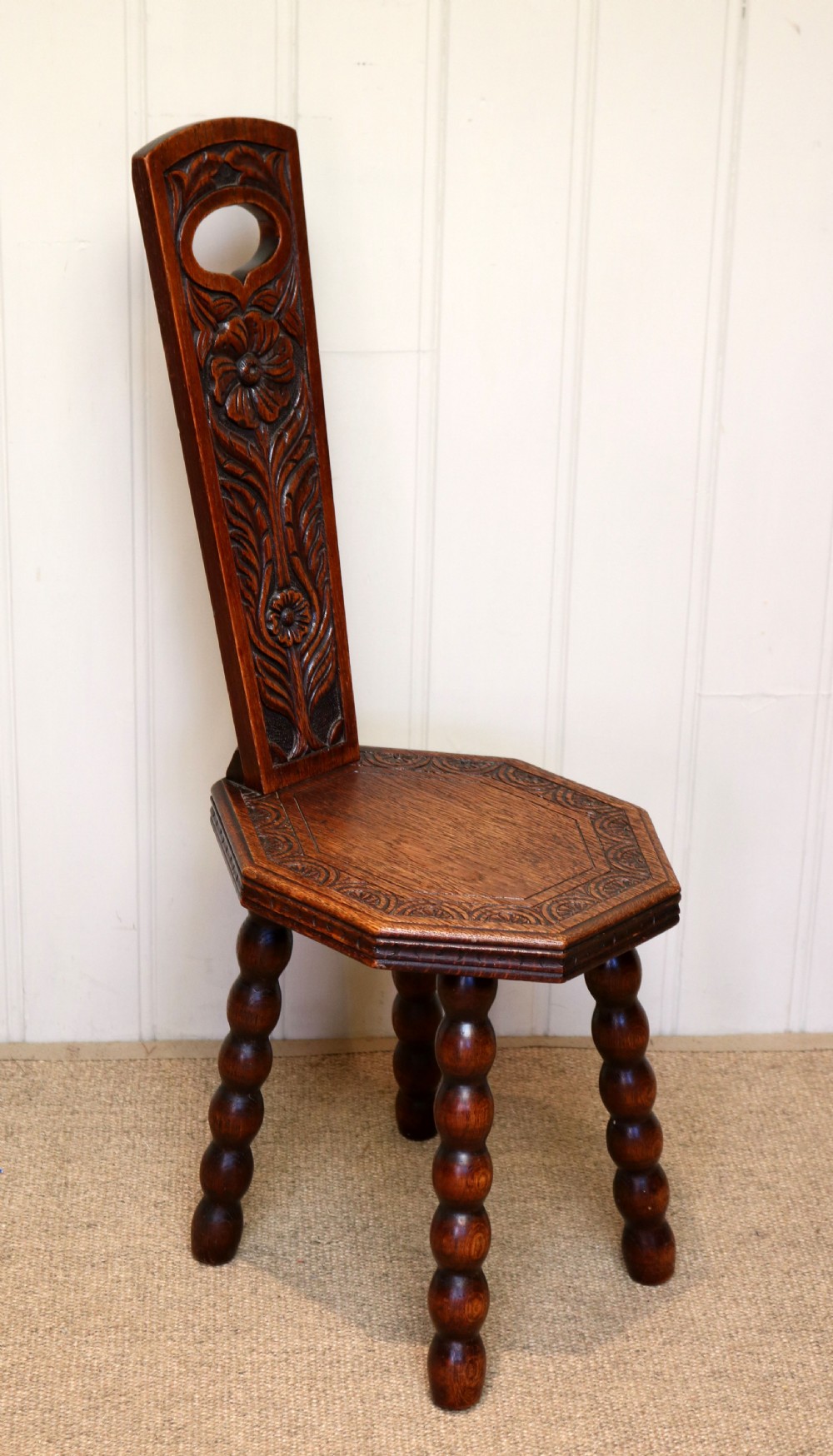 Carved Oak Spinning Chair  View V