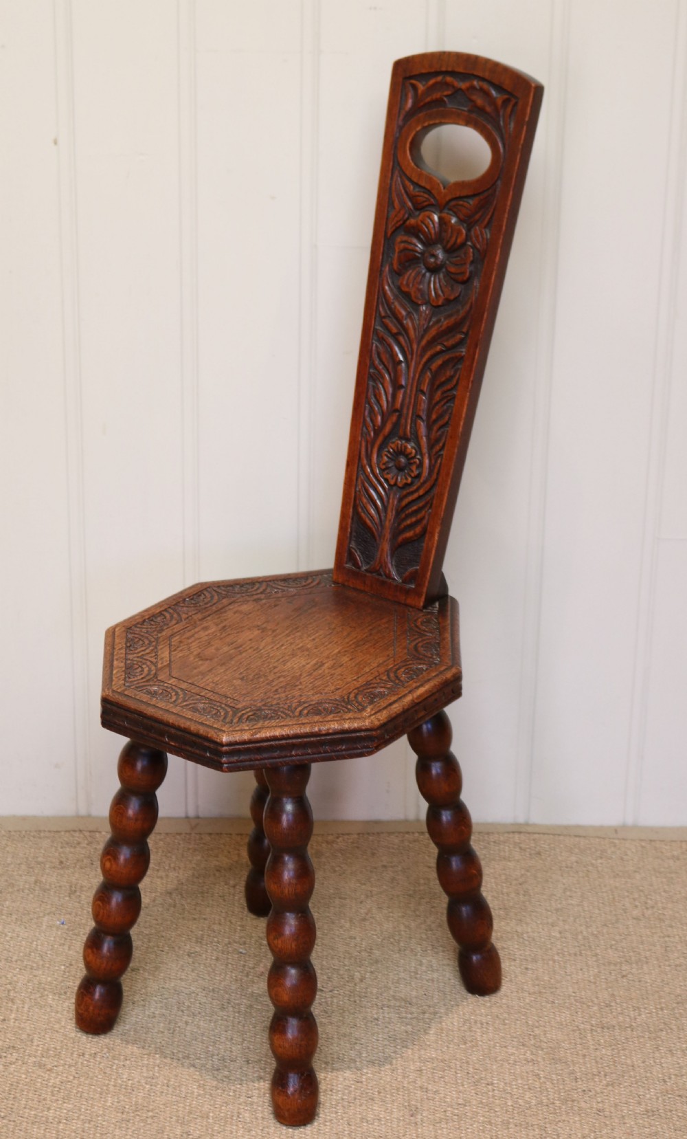 Carved Oak Spinning Chair  View VI