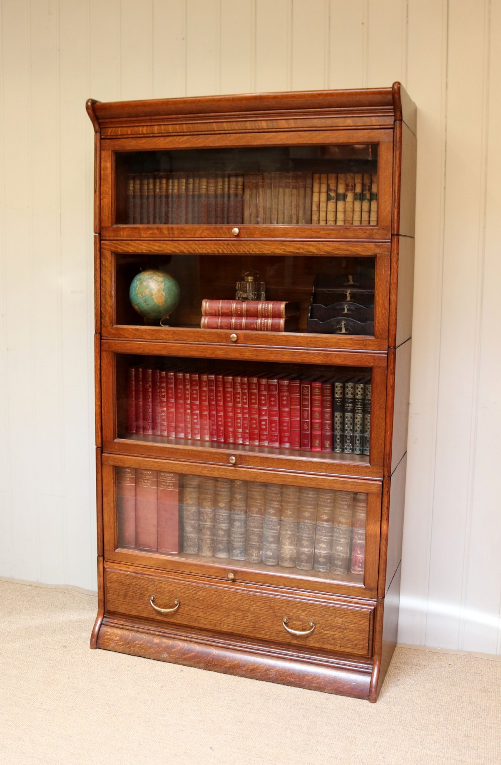 Solid Oak Five Tier Globe Wernicke Style Bookcase