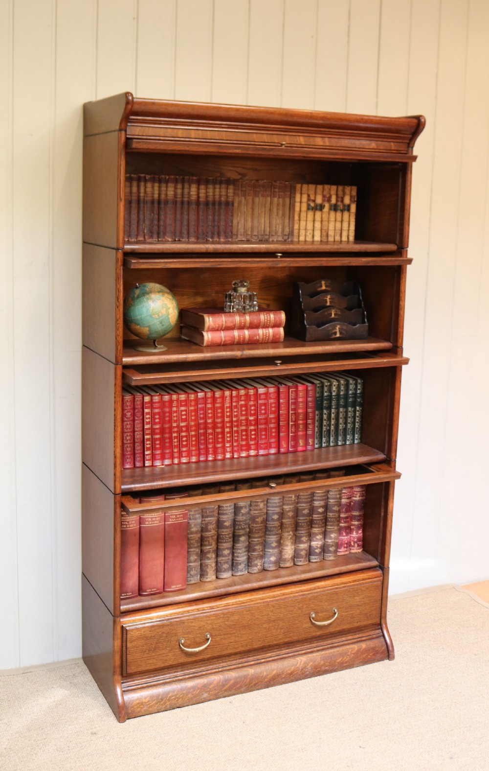 Solid Oak Five Tier Globe Wernicke Style Bookcase View III