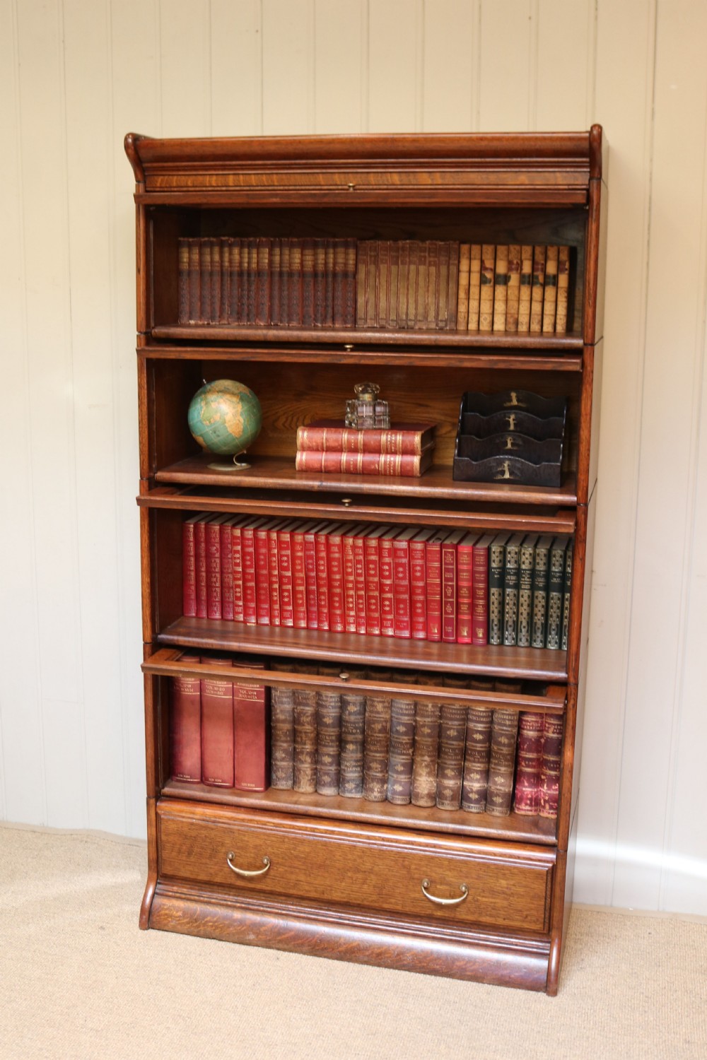 Solid Oak Five Tier Globe Wernicke Style Bookcase View V