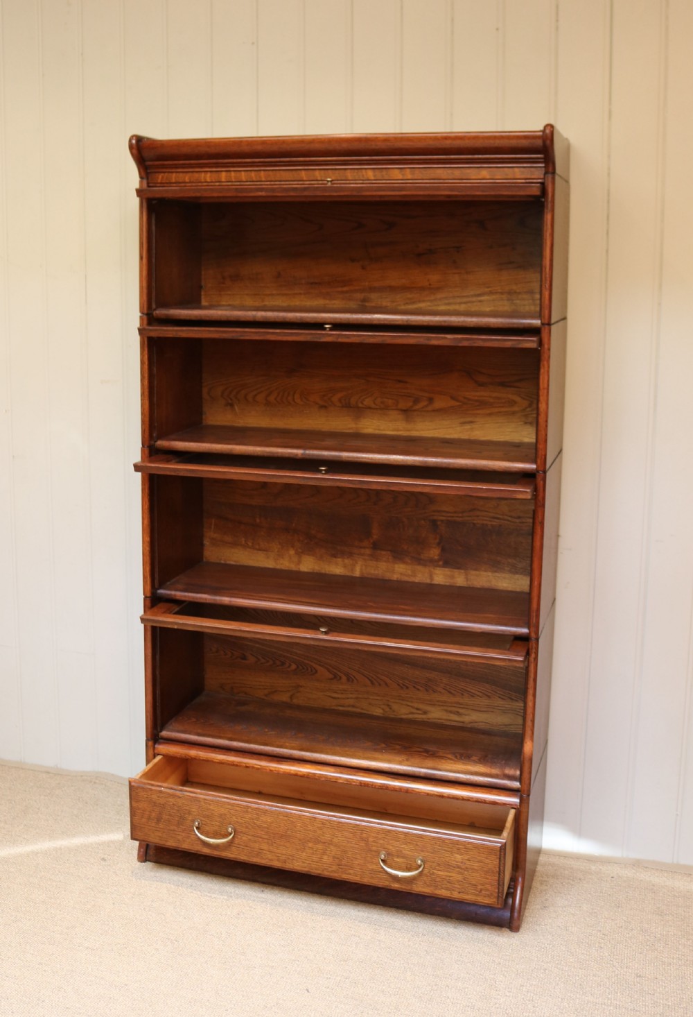 Solid Oak Five Tier Globe Wernicke Style Bookcase View VI