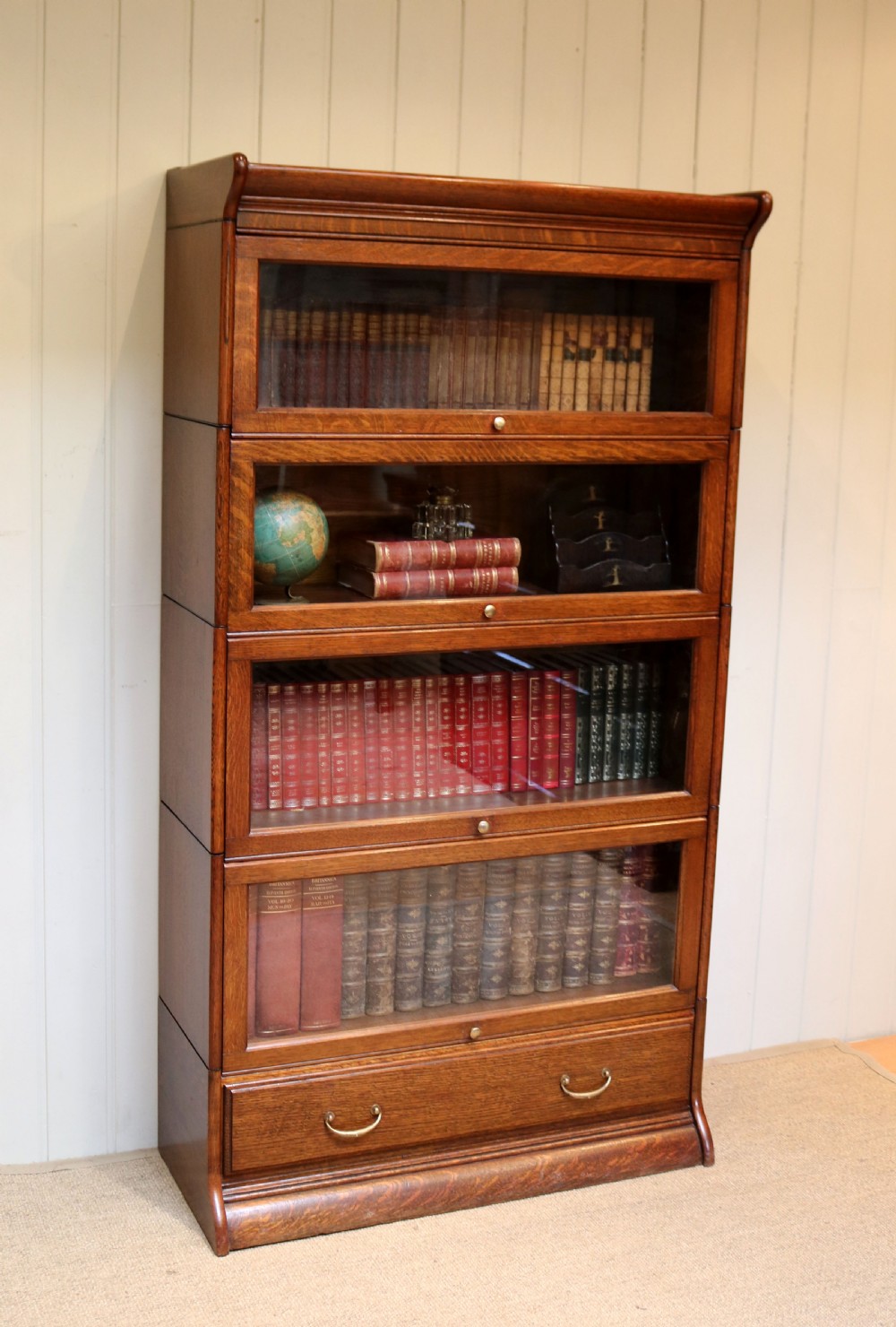 Solid Oak Five Tier Globe Wernicke Style Bookcase View VII