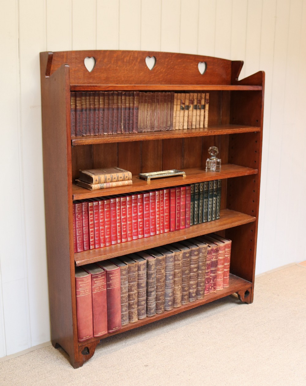 Arts And Crafts Oak Open Bookcase  View II