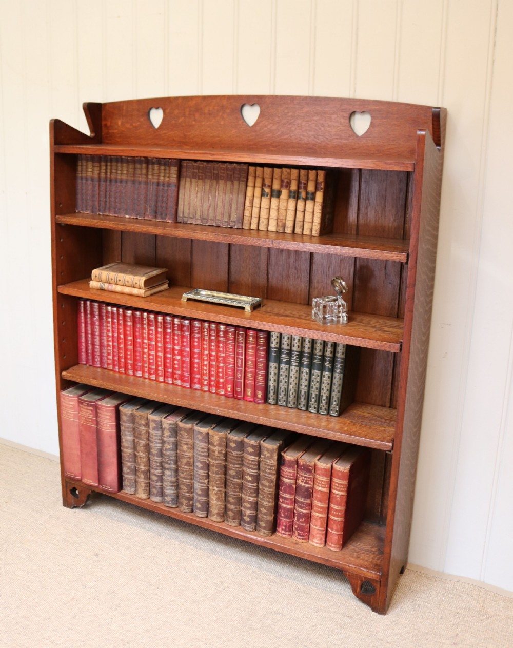 Arts And Crafts Oak Open Bookcase  View III