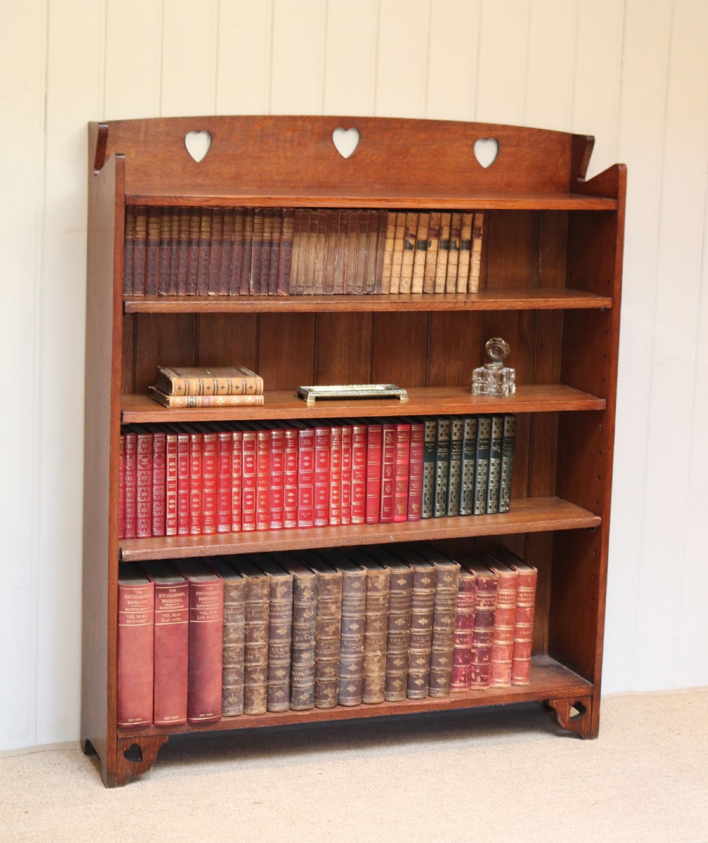 Arts And Crafts Oak Open Bookcase  View IV