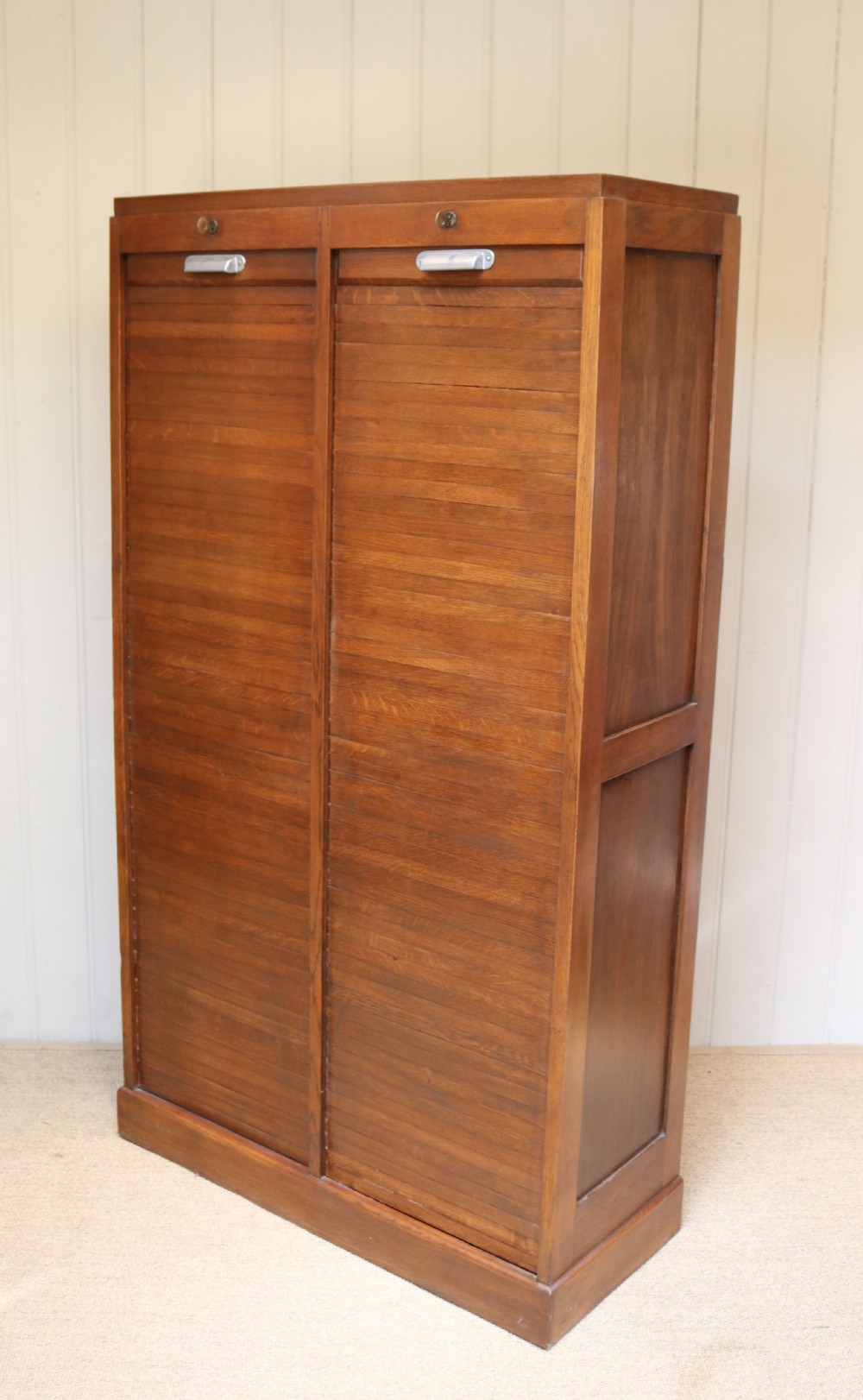 French Oak Double Tambour Front Filing Cabinet  View III