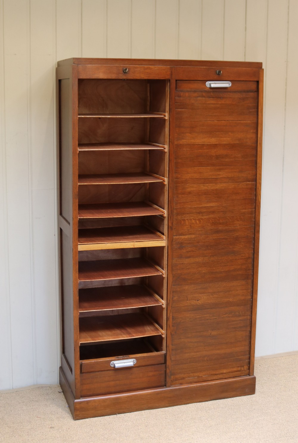 French Oak Double Tambour Front Filing Cabinet  View VI