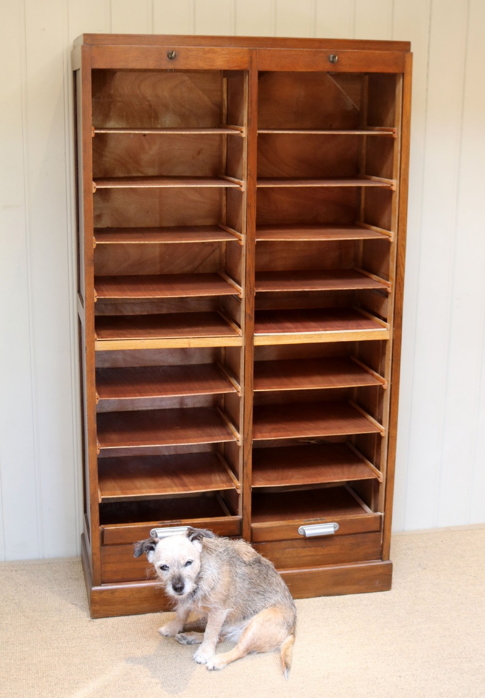French Oak Double Tambour Front Filing Cabinet  View VIII