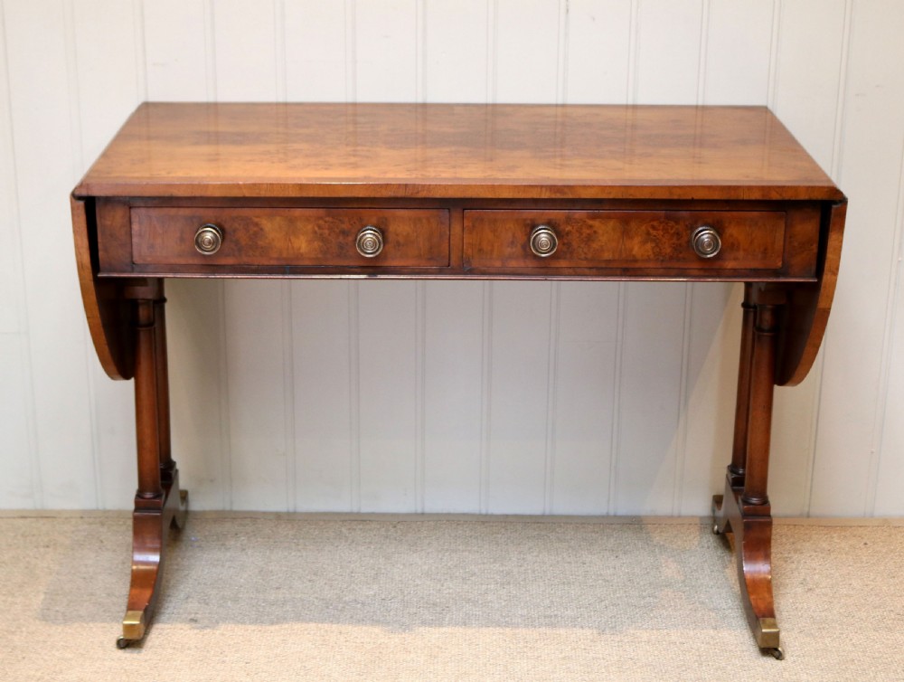 Figured Yew Wood Sofa Table 