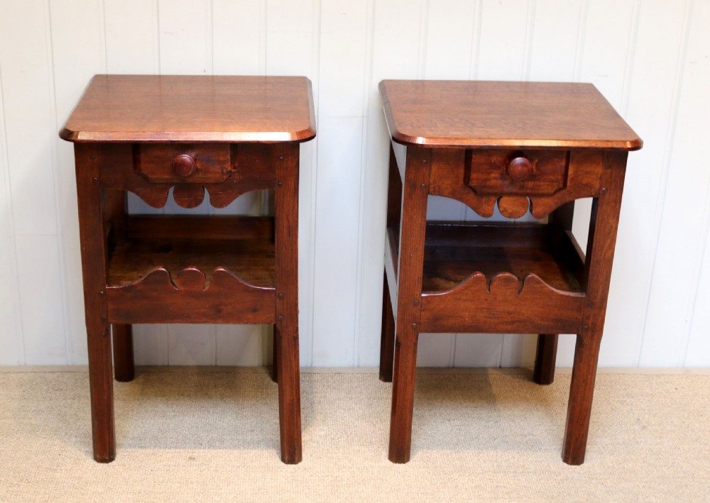 Substantial French Oak Bedside Cabinets