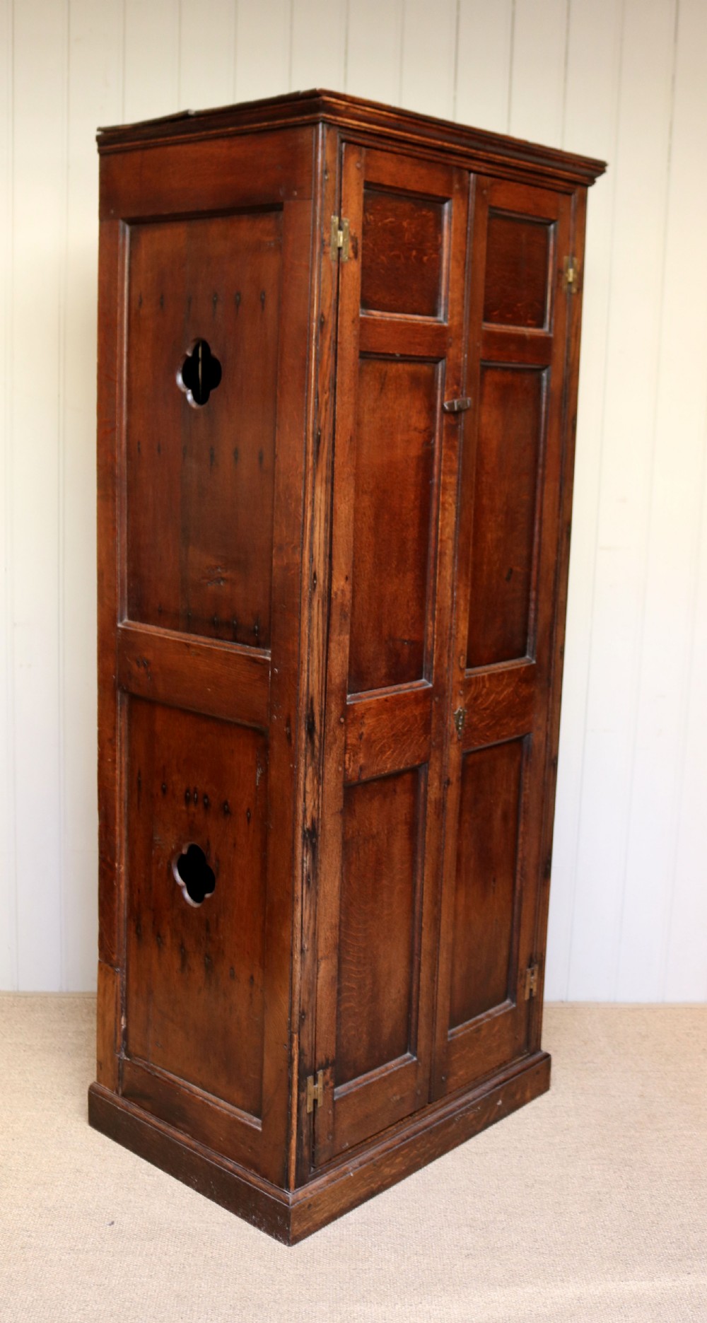 French Rustic Solid Oak Hall Cupboard View V