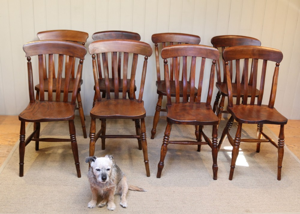 Set Of Eight Matched Beech And Elm Dining Chairs View IV