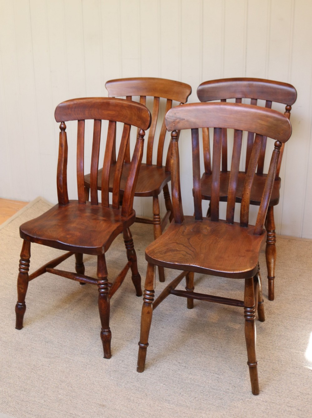 Set Of Eight Matched Beech And Elm Dining Chairs View VII