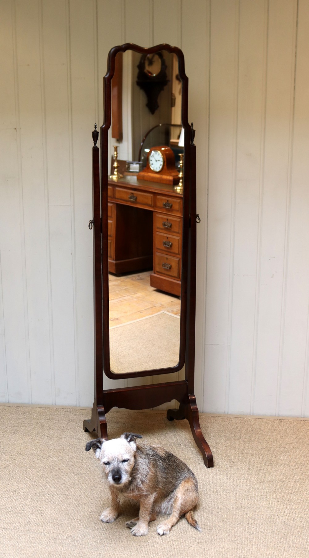 Queen Anne Style Mahogany Cheval Mirror View IV